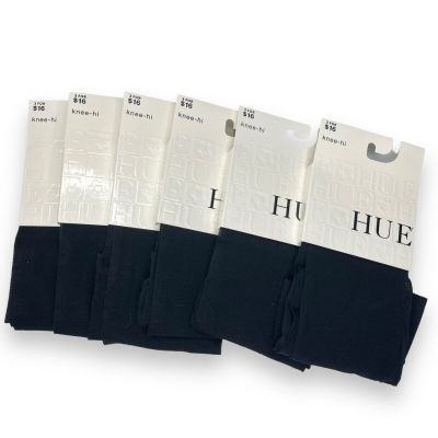 New Women’s Hue 6 Pair Black Pindot Knee Hi One Size Fits Most